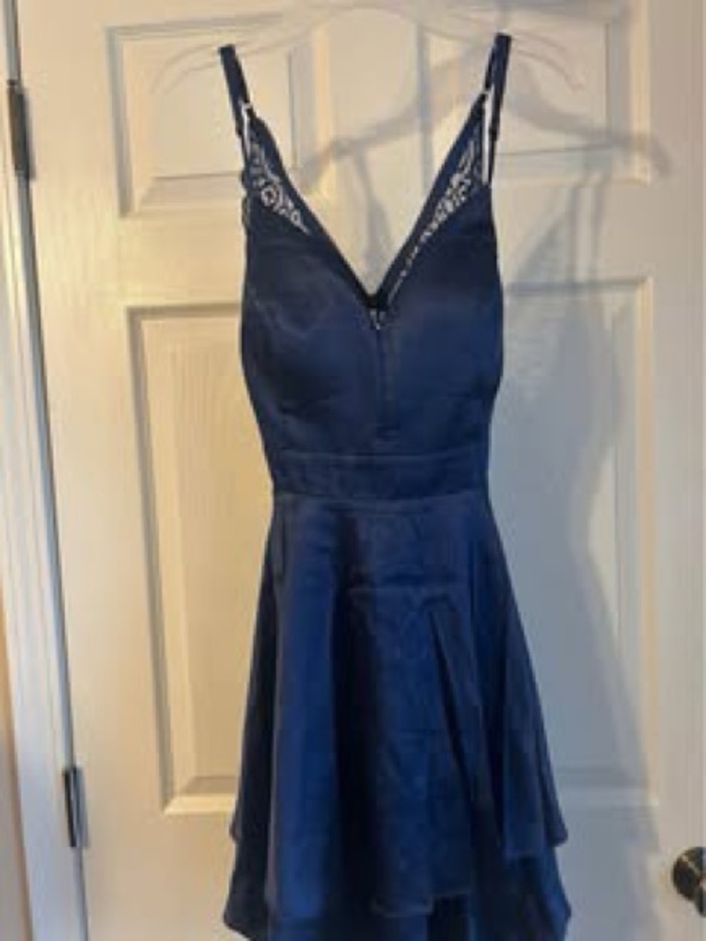 Navy V-Neck Spaghetti Strap Skater Dress